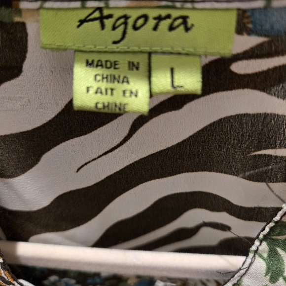 Agora  Ladies Print Short Sleeve Top Size L - Picture 2 of 3